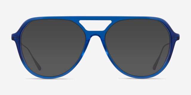 Cumulus Clear Blue Silver AcetateEyeglass Frames from EyeBuyDirect, with Tinted Lenses