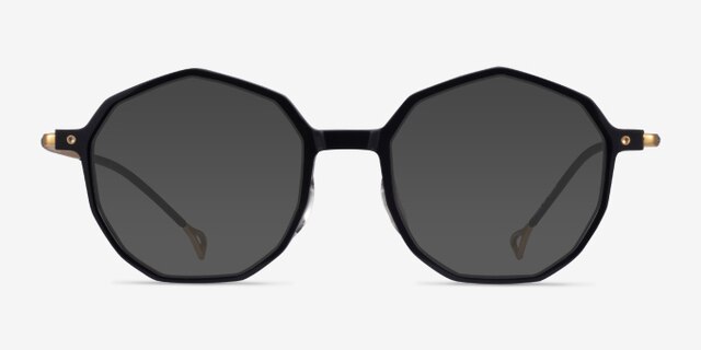 Carmelo Black Gold AcetateEyeglass Frames from EyeBuyDirect, with Tinted Lenses