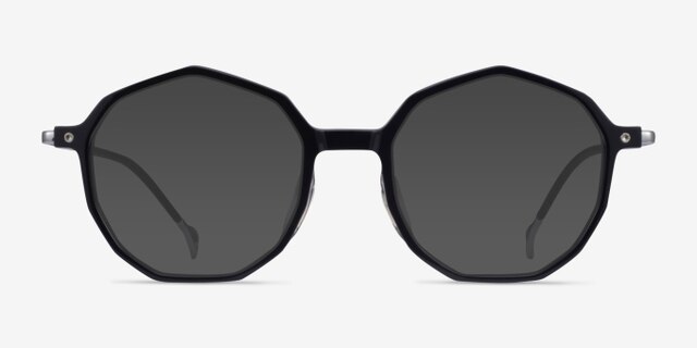 Carmelo Black Silver AcetateEyeglass Frames from EyeBuyDirect, with Tinted Lenses