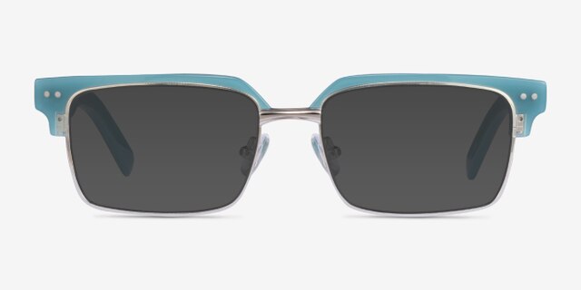 Byron Blue Silver AcetateEyeglass Frames from EyeBuyDirect, with Tinted Lenses
