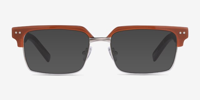 Byron Brown Silver AcetateEyeglass Frames from EyeBuyDirect, with Tinted Lenses