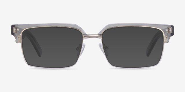 Byron Clear Gray Silver AcetateEyeglass Frames from EyeBuyDirect, with Tinted Lenses
