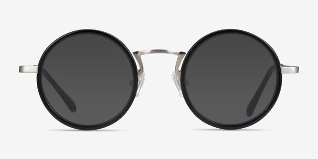 Nagoya Black Silver AcetateEyeglass Frames from EyeBuyDirect, with Tinted Lenses
