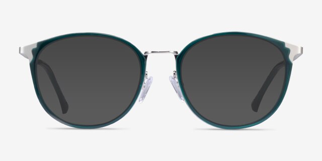 Light Teal Silver AcetateEyeglass Frames from EyeBuyDirect, with Tinted Lenses