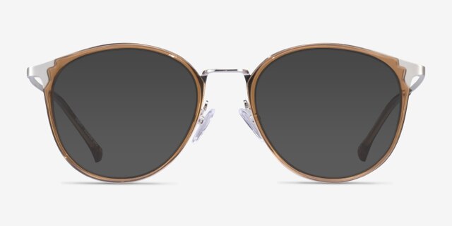Light Clear Brown Silver AcetateEyeglass Frames from EyeBuyDirect, with Tinted Lenses