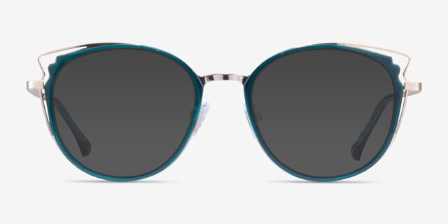 Tonic Teal Gold AcetateEyeglass Frames from EyeBuyDirect, with Tinted Lenses