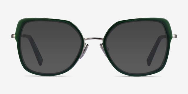 Bourdon Green Silver AcetateEyeglass Frames from EyeBuyDirect, with Tinted Lenses
