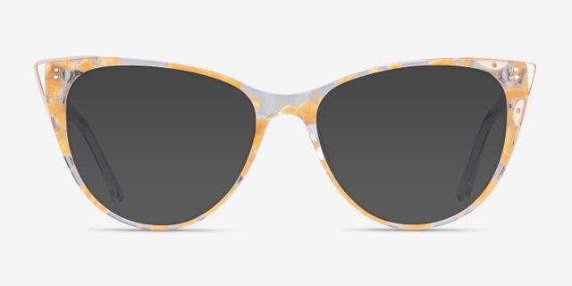 Celebrate Clear Yellow Rose Gold AcétateMontures de lunettes de vue d'EyeBuyDirect, Avec des Verres Teintés