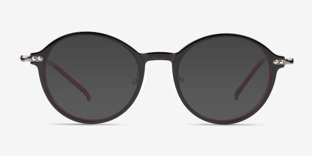 Reily Black Burgundy Silver AcetateEyeglass Frames from EyeBuyDirect, with Tinted Lenses