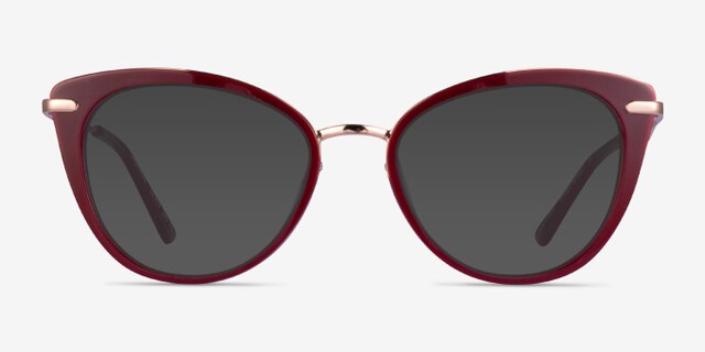 Dauphine Burgundy Rose Gold AcetateEyeglass Frames from EyeBuyDirect, with Tinted Lenses