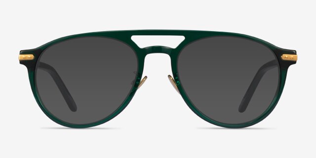 Aston Dark Green Gold AcetateEyeglass Frames from EyeBuyDirect, with Tinted Lenses