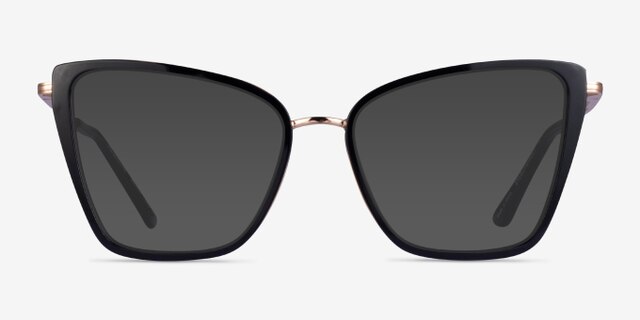 Jacqueline Black Gold AcetateEyeglass Frames from EyeBuyDirect, with Tinted Lenses