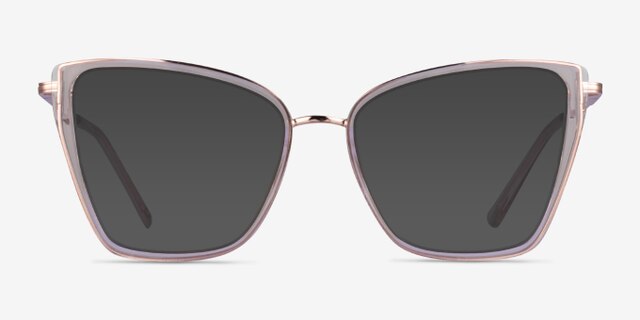 Jacqueline Clear Champagne Rose Gold AcetateEyeglass Frames from EyeBuyDirect, with Tinted Lenses