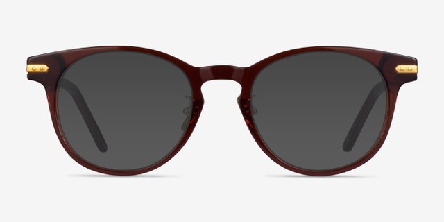 Hathaway Brown &Gold AcetateEyeglass Frames from EyeBuyDirect, with Tinted Lenses