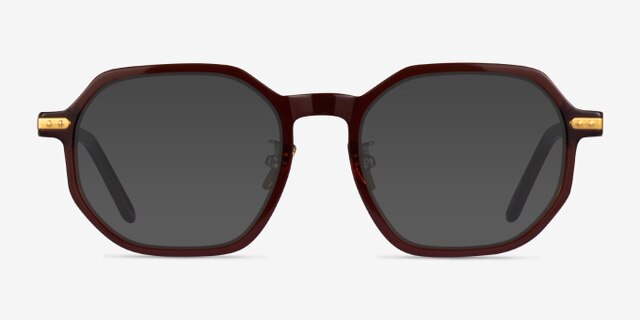 Quentin Clear Brown Gold AcetateEyeglass Frames from EyeBuyDirect, with Tinted Lenses