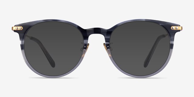 Francene Gray Striped Gold AcetateEyeglass Frames from EyeBuyDirect, with Tinted Lenses