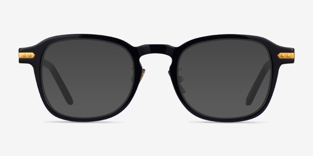 Lark Black Gold AcetateEyeglass Frames from EyeBuyDirect, with Tinted Lenses
