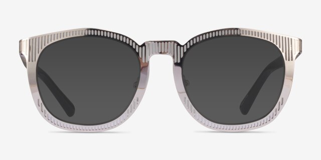 Wright Silver AcetateEyeglass Frames from EyeBuyDirect, with Tinted Lenses