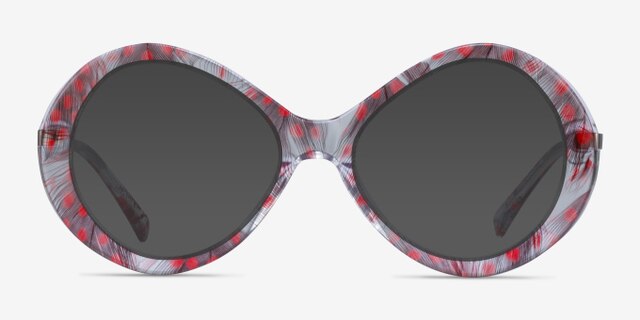 Endless Red Striped AcetateEyeglass Frames from EyeBuyDirect, with Tinted Lenses