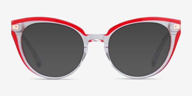 Friday Clear Red AcetateEyeglass Frames from EyeBuyDirect, with Tinted Lenses