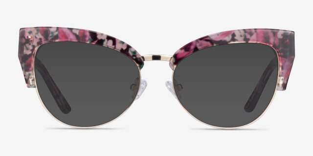 Freesia Red Floral Gold AcetateEyeglass Frames from EyeBuyDirect, with Tinted Lenses