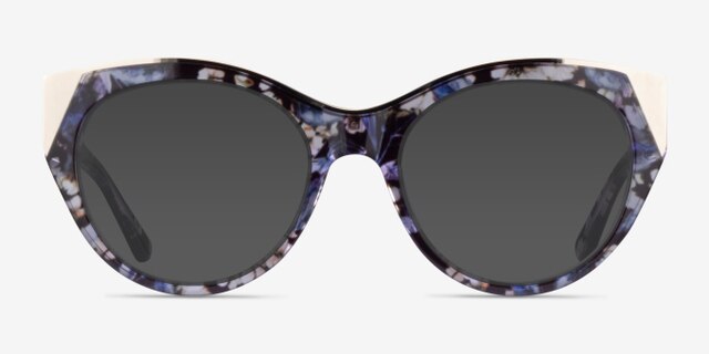 Lilium Purple Floral Gold AcetateEyeglass Frames from EyeBuyDirect, with Tinted Lenses