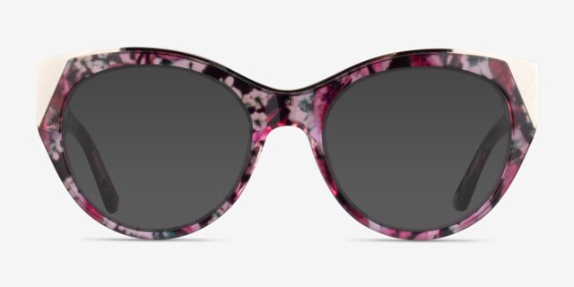 Lilium Red Floral Gold AcetateEyeglass Frames from EyeBuyDirect, with Tinted Lenses