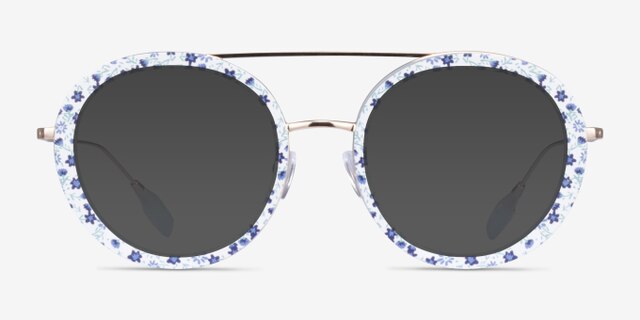 Plumeria Blue Floral AcetateEyeglass Frames from EyeBuyDirect, with Tinted Lenses
