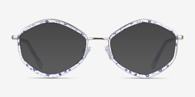 Folium Blue Floral AcetateEyeglass Frames from EyeBuyDirect, with Tinted Lenses