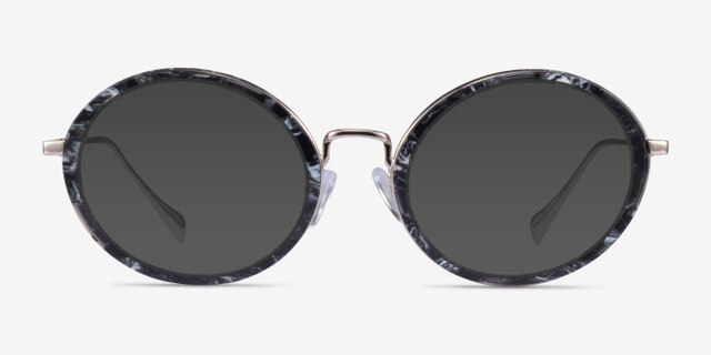 Cybele Gray Floral Gold AcetateEyeglass Frames from EyeBuyDirect, with Tinted Lenses