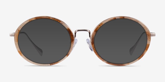 Cybele Brown Floral Gold AcetateEyeglass Frames from EyeBuyDirect, with Tinted Lenses