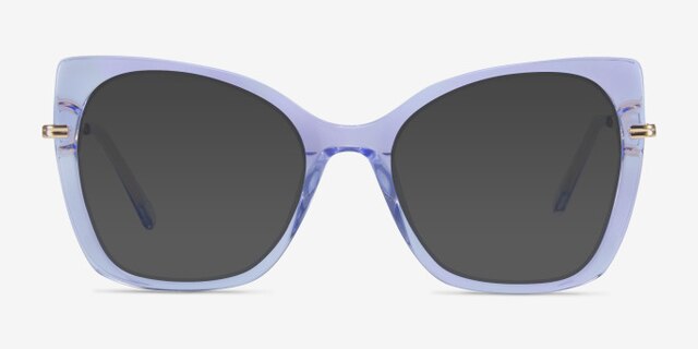 Delancey Clear Blue Purple AcetateEyeglass Frames from EyeBuyDirect, with Tinted Lenses