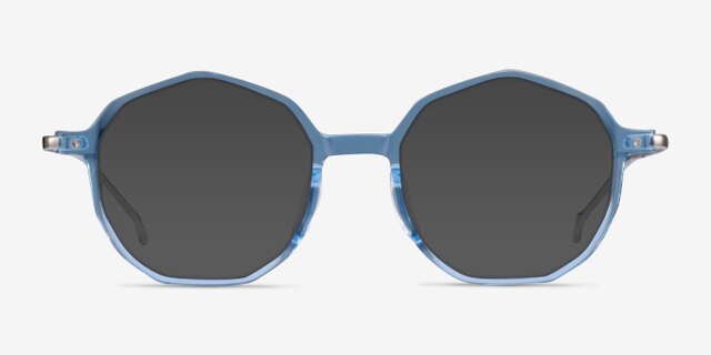 Carmelo Clear Blue AcetateEyeglass Frames from EyeBuyDirect, with Tinted Lenses