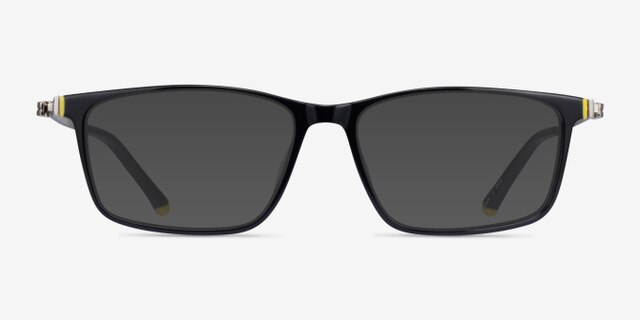 Commuter Black Yellow Gold AcetateEyeglass Frames from EyeBuyDirect, with Tinted Lenses