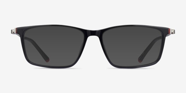 Commuter Black Red Gold AcetateEyeglass Frames from EyeBuyDirect, with Tinted Lenses