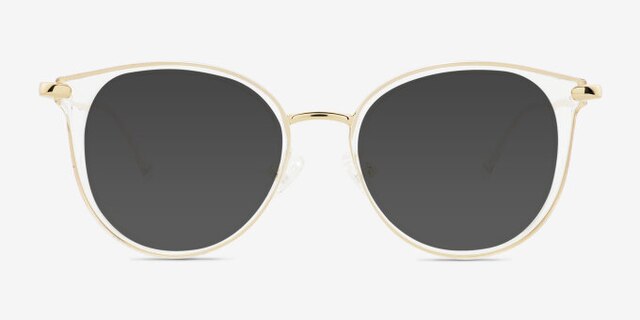 Hollie Clear MetalEyeglass Frames from EyeBuyDirect, with Tinted Lenses