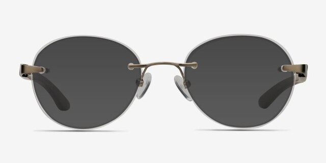 Fuse Matte Silver Wood-textureEyeglass Frames from EyeBuyDirect, with Tinted Lenses