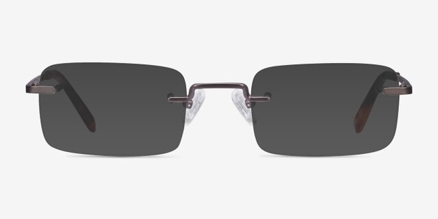Simplicity Gunmetal MetalEyeglass Frames from EyeBuyDirect, with Tinted Lenses