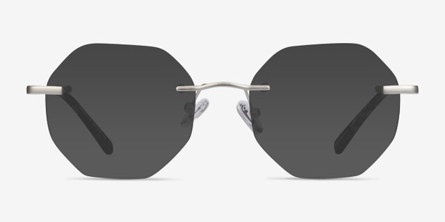 Generous Matte Silver MétalMontures de lunettes de vue d'EyeBuyDirect, Avec des Verres Teintés