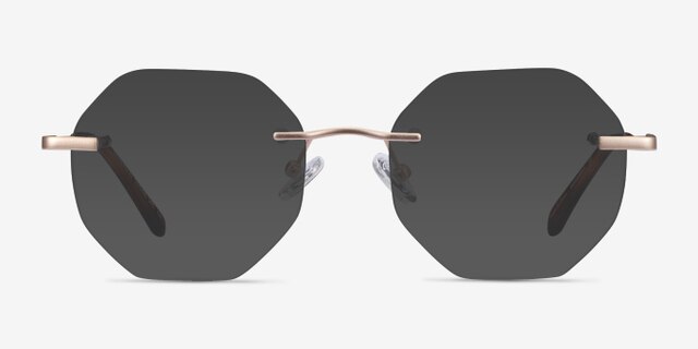 Generous Matte Gold MetalEyeglass Frames from EyeBuyDirect, with Tinted Lenses