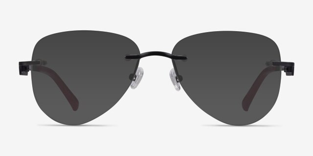 Ride Black Burgundy MetalEyeglass Frames from EyeBuyDirect, with Tinted Lenses