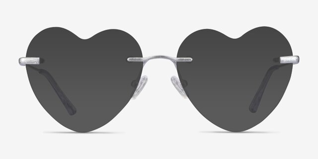 Spark Glitter Silver MetalEyeglass Frames from EyeBuyDirect, with Tinted Lenses