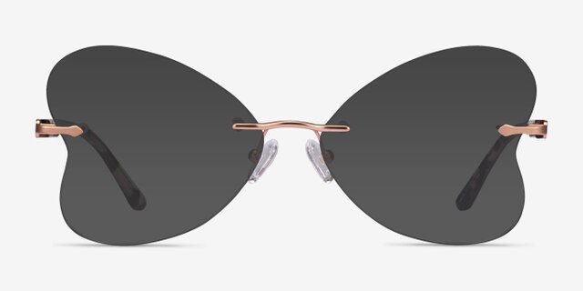 Wish Matt Rose Gold MetalEyeglass Frames from EyeBuyDirect, with Tinted Lenses