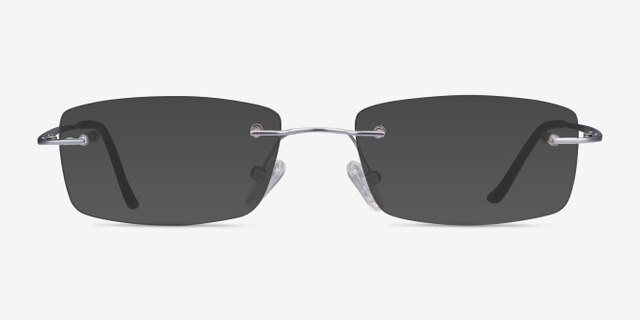 Ebb Silver TitaniumEyeglass Frames from EyeBuyDirect, with Tinted Lenses
