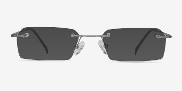 Floe Silver TitaniumEyeglass Frames from EyeBuyDirect, with Tinted Lenses