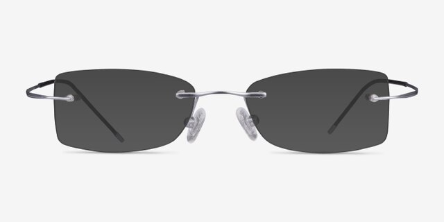 Giroux Silver TitaniumEyeglass Frames from EyeBuyDirect, with Tinted Lenses