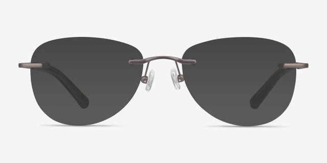 Smooth Dark Gunmetal TitaniumEyeglass Frames from EyeBuyDirect, with Tinted Lenses