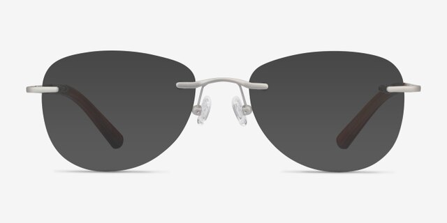 Smooth Silver TitaniumEyeglass Frames from EyeBuyDirect, with Tinted Lenses