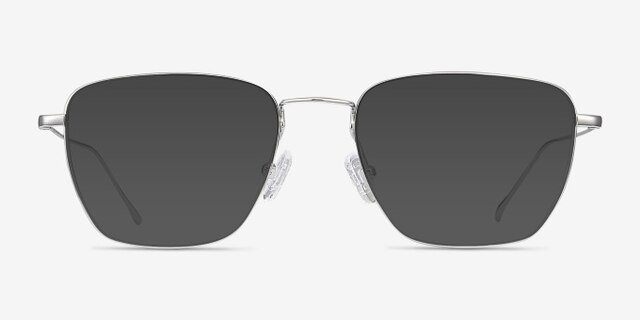 Future Silver TitaniumEyeglass Frames from EyeBuyDirect, with Tinted Lenses