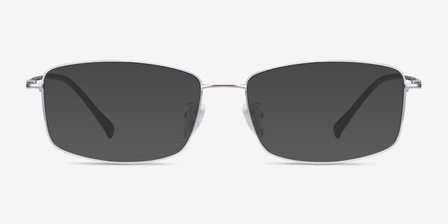 Embark Silver TitaniumEyeglass Frames from EyeBuyDirect, with Tinted Lenses